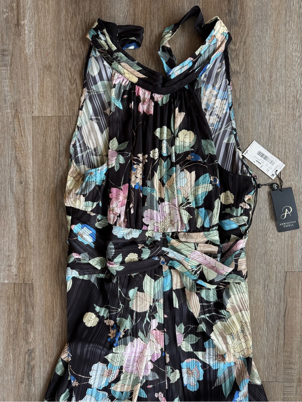 Adrianna Papell Black Floral Halter Maxi Dress - Picture 2 of 6